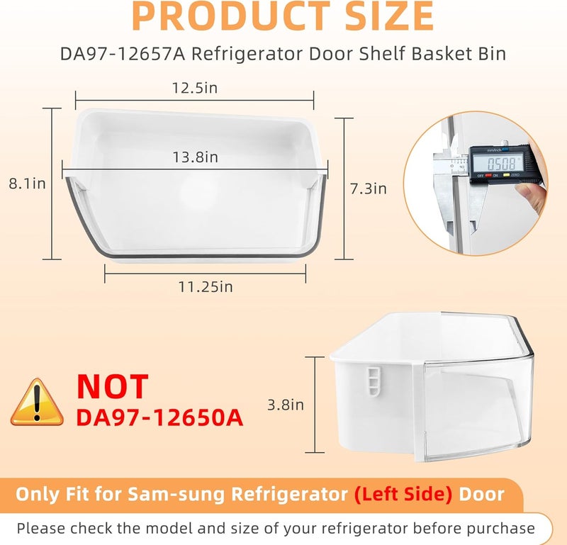 Fetechmate DA97-12657A Refrigerator (LEFT) Door Shelf Bin Replacement Fit for Sam-sung RF260BEAESR RF261BEAESR RF261BEAESP Refrigerator, Replace AP5621270 DA63-06867 Fridge Door Basket Bin By - Image 2